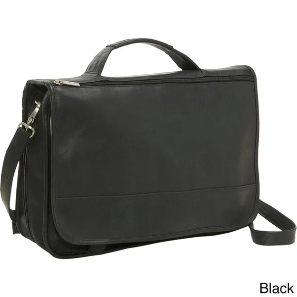 Le Donne Leather Expandable Messenger - Black