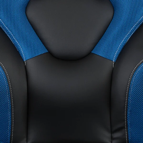 Flash Furniture Black Gaming Desk and Blue and Black Racing Chair Set with Cup Holder - Headphone Hook & 2 Wire Management Ho
