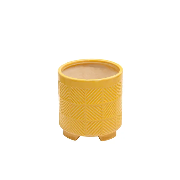 Sagebrook Home 14504-23 Ceramic 6/8x22 Abstract Footed Planters, Yellow (Set of 2)