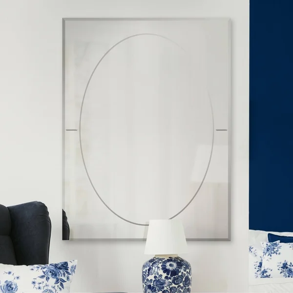 Renwil Antoine Rectangular All Glass Wall Mirror - Silver - Large