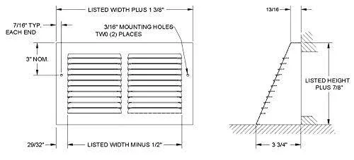 White Triangular Baseboard Grill - 30 inch x 6 inch