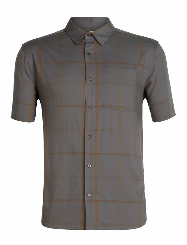 Icebreaker Compass Short-Sleeve Shirt - Men's Timberwolf/Tobacco/Plaid, XL