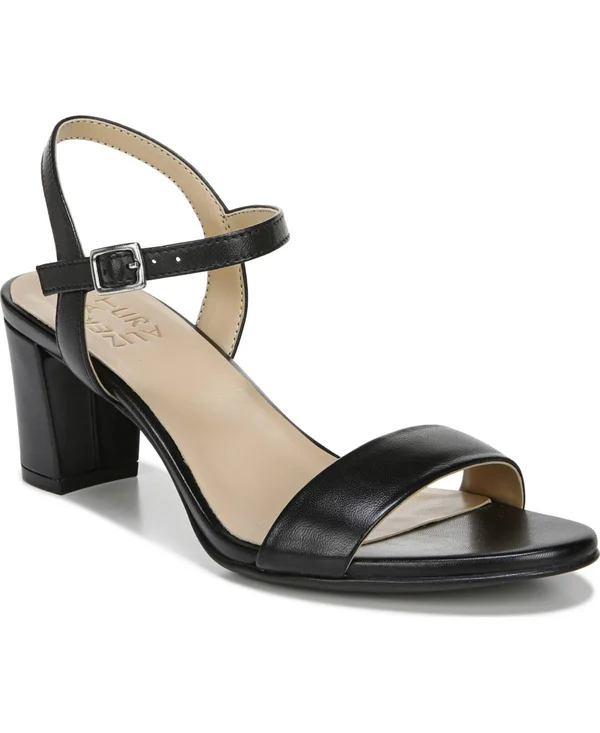 Naturalizer Bristol Ankle Strap Sandals - Black Smooth