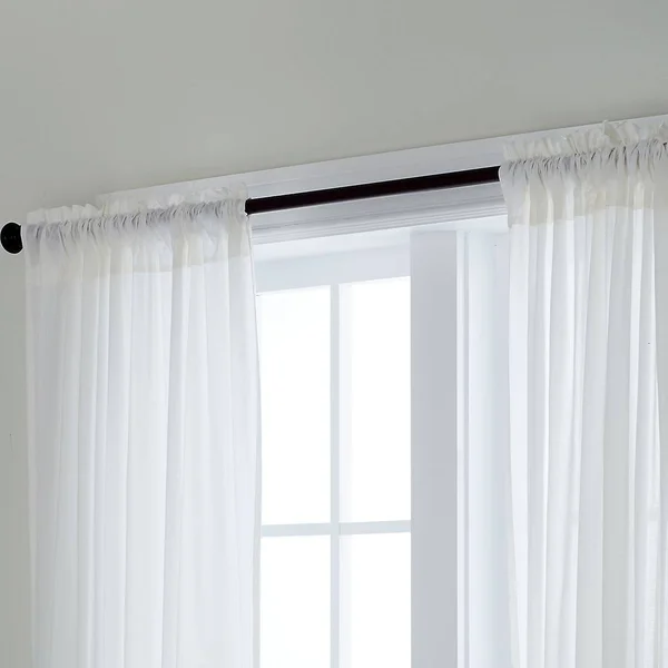 Chambray Voile Yarn-Dyed Ring Top Window Curtain - Violet Ice - Purple - Size 44X108, Cotton, The Company Store