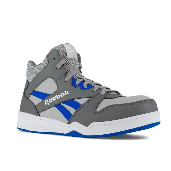 Reebok Work Men's BB4500 High Top - Static Dissipative - Composite Toe Sneaker Grey and Cobalt Blue - 15 Medium