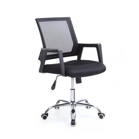 Hodedah Mesh - Mid-Back, Adjustable Height, Swiveling Office Chair with Chrome Base, Black
