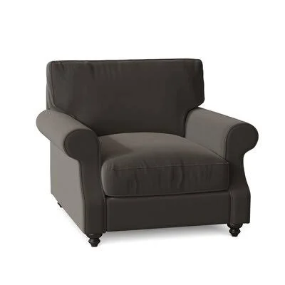 Huxley 39x22 Wide Down Cushion Armchair Birch Lane Body Fabric: Spinnsol Iron, Leg Color: Black Walnut