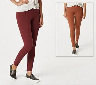 Women with Control Regular Reversible No Side Seam Leggings - Size X-Small, Wine/Tobacco