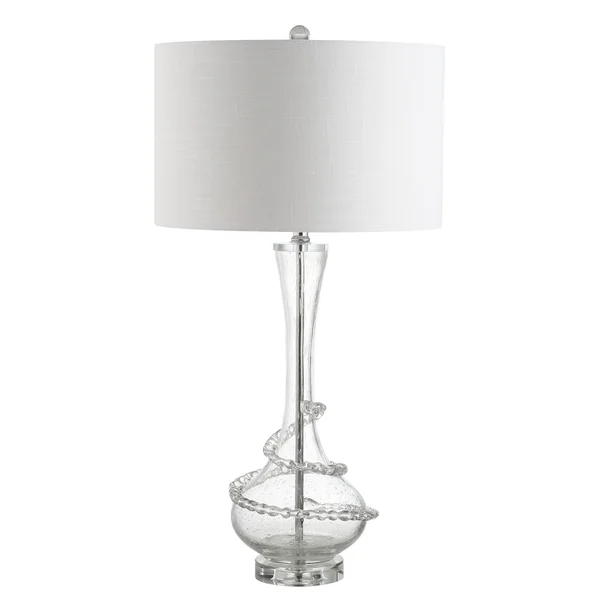 Jonathan Y Belle 31.5x22 Glass LED Table Lamp - Clear/Chrome
