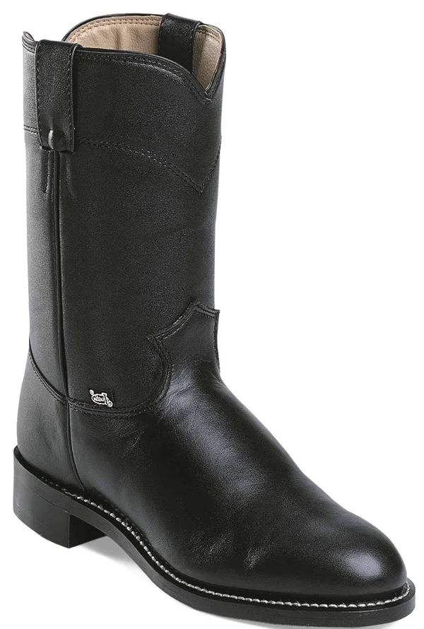 Justin Men's Black Cow Roper Boots