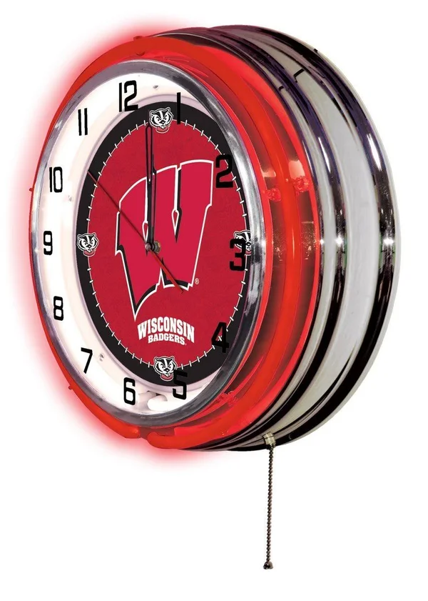 Holland Bar Stool Wisconsin W 19x22 Neon Clock