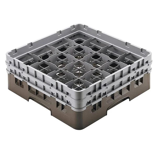 Cambro 16S534167, 16 Compartment Camrack Full Size Glass Rack w/ 2 Extenders, Brown