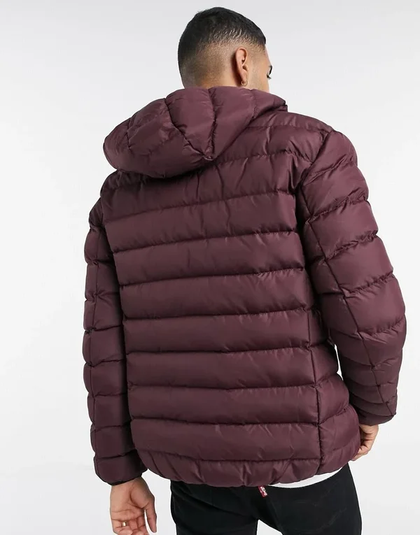 French Connection Padded Hooded Jacket in burgundy-Red - ASOS Outlet