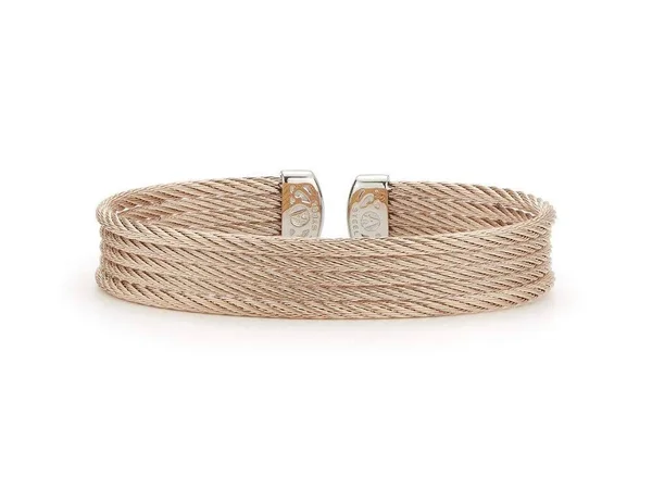 Alor Cable Stainless Steel 5-Row Flexible Cuff, Size 000, Carnation