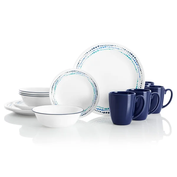 Corelle Livingware Dinnerware, Ocean Blues, 16 Piece
