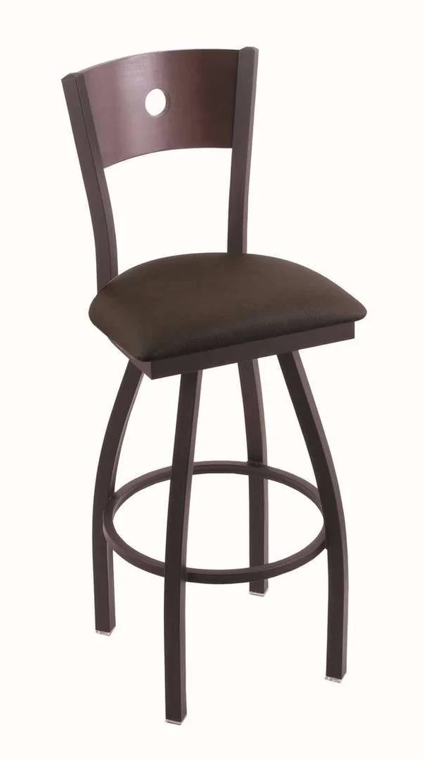 Holland Bar Stool Co. 830 Voltaire 25x22 Counter Stool with Black Wrinkle Finish, Dark Cherry Maple Back and Swivel SEAT, Rein C