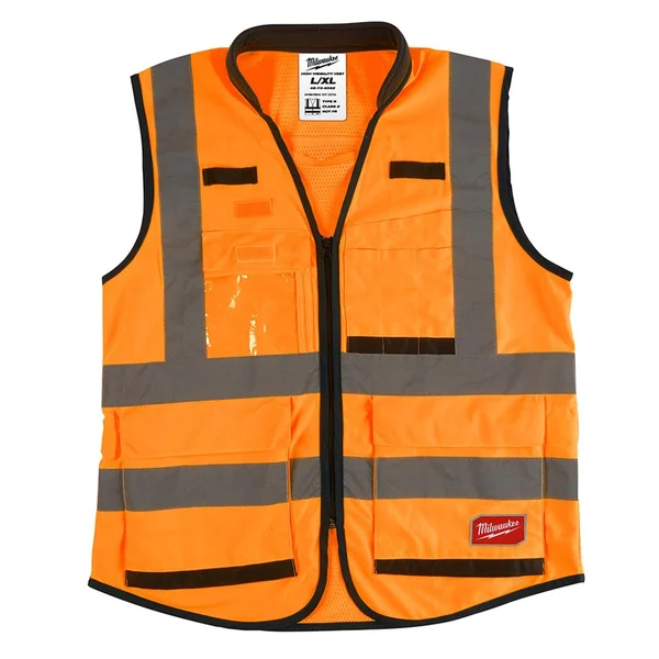 Milwaukee Performance 2X- Large/3X-Large Orange Class 2-High Visibility Safety Vest with 15 Pockets (4-Pack), Adult Unisex