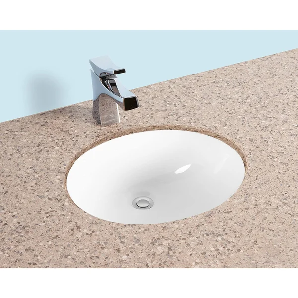 White Ceramic Oval Undermount Bathroom Sink with Overflow Winfield Products 1916