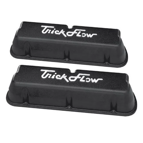 SBFW 351 - 302, 289 Trick Flow Cast Aluminum Valve Covers - Black Powdercoated, Tall, Cast Aluminum, Small Block Ford Windsor, T