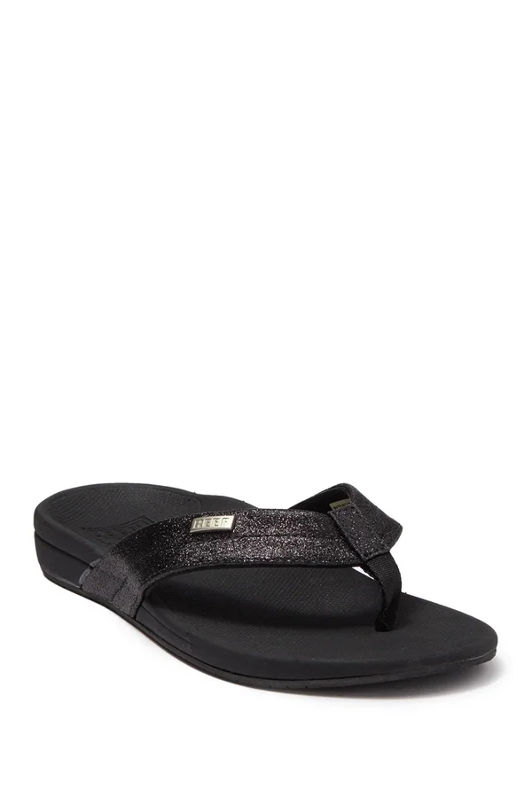 Women's Reef Ortho-Spring Flip Flop - Size: 11, Black