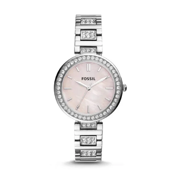 Fossil Bq3182 Karli Silver Watch w/ Crystal Bling Stainless Steel