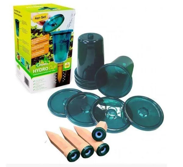 Bio Green HCPS4 Garden Plant Self Watering System Kit - Set of 4 Cups and Stakes