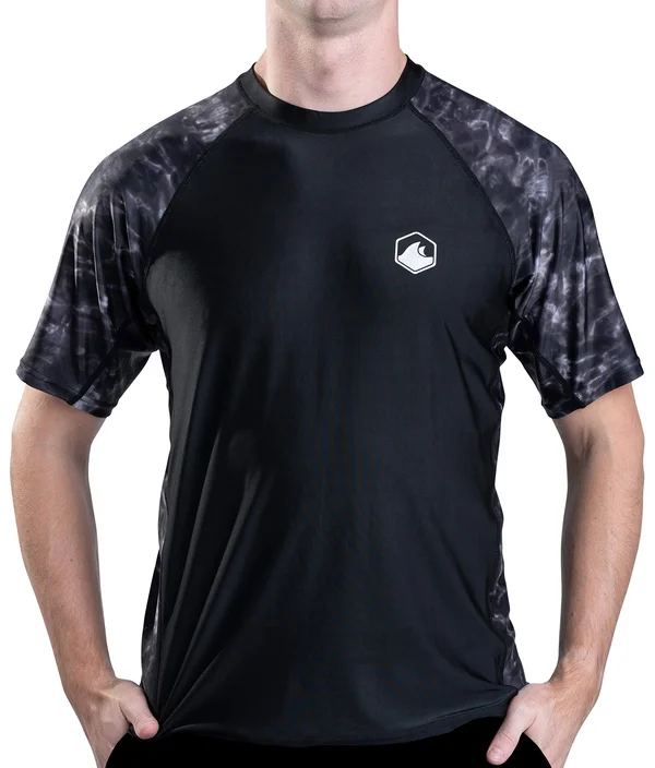 Aqua Design Mens Short Sleeve Rash Guard Shirt: Surf Swim Rashguard Shirts