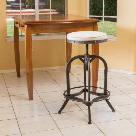 Noble House Gavin Swivel Iron Bar Stool, Brown