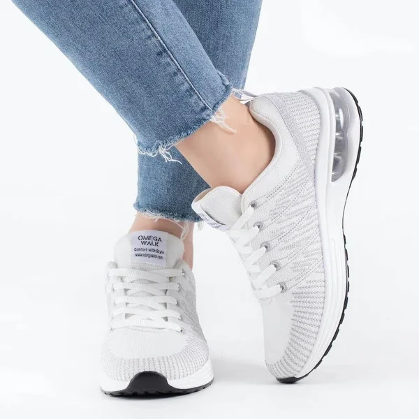 Omega Walk Comfortable Walking Shoes for Women - Lightweight - Breathable - Stylish - Air Cushion - Running Sneakers, White, US