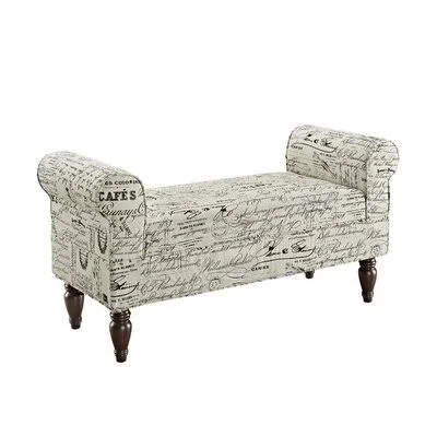 Monett Upholstered Solid Wood Bench Alcott Hill Color: White/Black