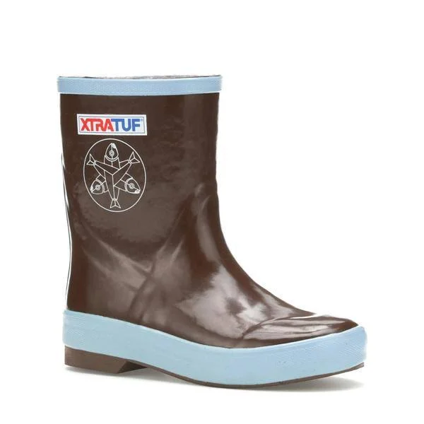 Salmon Sister Little Kid 8 in Legacy Boot by Xtratuf USA 100% Dry - in Chocolate with Whale Print, Rubber/Neoprene