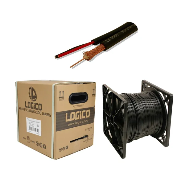 New Black 500ft Bulk RG59 Siamese Cable 20AWG+18/2 CCTV Security Camera Wire