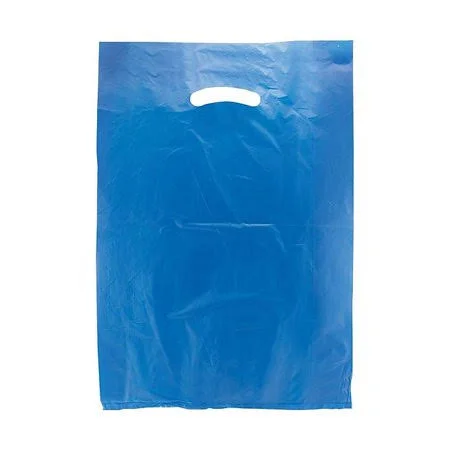 Shamrock Plastic 18 inchh x 12 inchw x 3 inchd High Density Die-Cut Handle Merchandise Bags, Dark Blue, 500/Carton