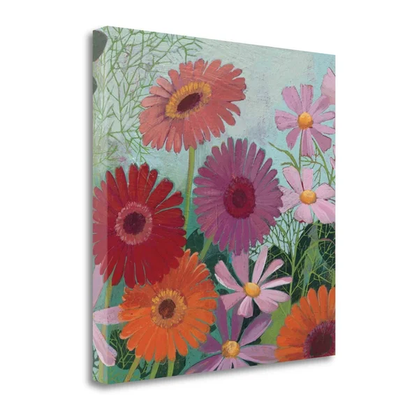 Tangletown Fine Art 24x22 x 24x22 Cosmos and Gerberas II Giclee Print on Gallery Wrap Canvas