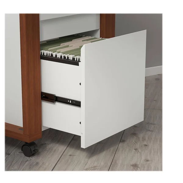 Kathy Ireland Home by Bush Furniture Voss Writing Desk with 2 Drawer Mobile File Cabinet - White