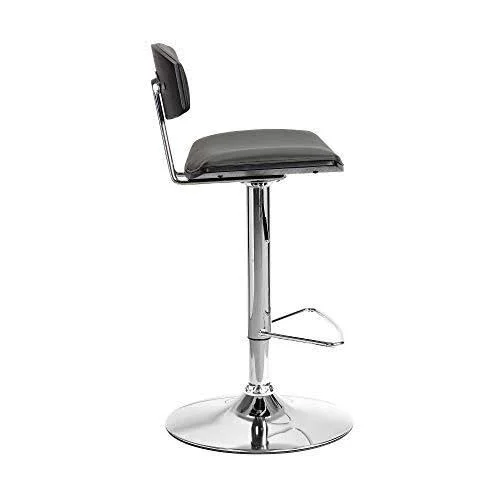 Armen Living Erik Faux Leather Swivel Barstool, Adjustable, Gray/Chro