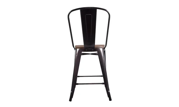 Costway Copper Set of 4 Metal Wood Counter Stool Kitchen Dining Bar Chairs Rustic