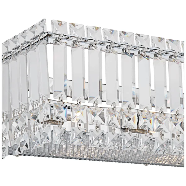 Possini Euro Design Modern Wall Light Cut Crystal Columns Chrome 30x22 Vanity Fixture for Bathroom Over Mirror