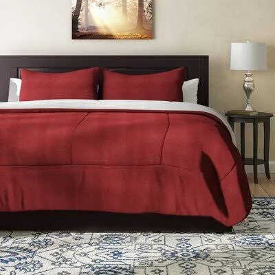 Bilmont Reversible Comforter Set Alcott Hill Size: Full/Queen, Color: Burgundy