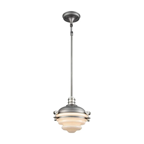 Elk Lighting 16106/1 Riley 1 Light Pendant in Weathered Zinc, Polished Nickel