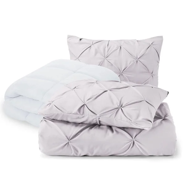 Nestl Bedding Pinch Pleat Duvet and Comforter Set - Down Alternative Comforter and Ultra Soft Microfiber Duvet Set - Twin - Ligh