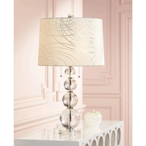 Abstract Silver Circles Stacked Crystal Spheres Table Lamp