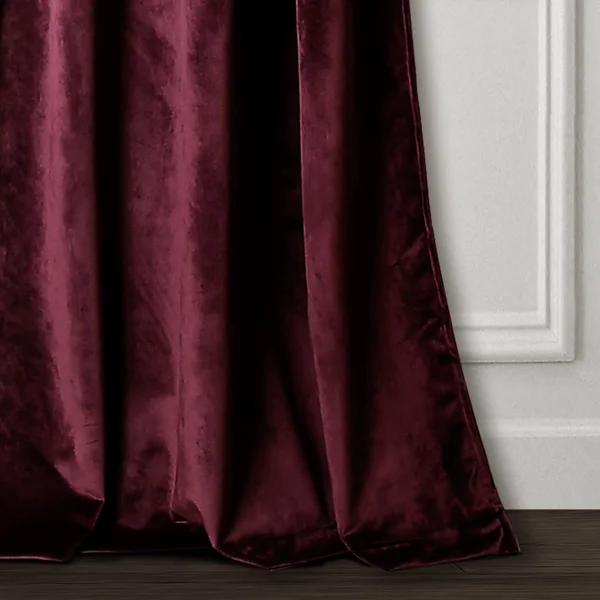 Prima Velvet Solid Room Darkening Window Curtain Panels Plum 38X95 Set