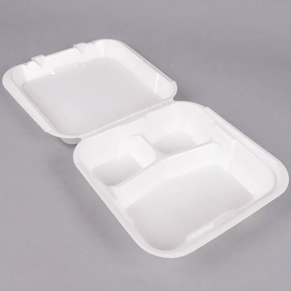 Genpak Foam Hinged Container - 3-compartment, White, 100 Containers (GNPSN203)