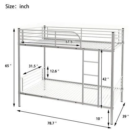 Merax Twin Over Twin Metal Bunk Bed - Multiple Colors, Silver