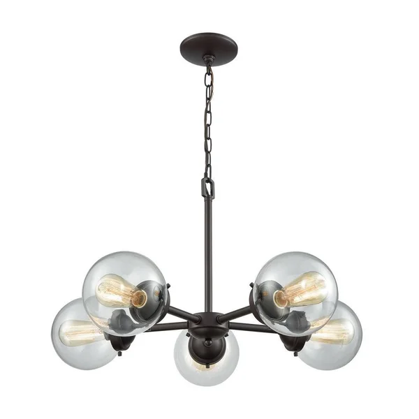 Soho 5-Light Oil Rubbed Bronze Chandelier with Glass Shades EHD41620