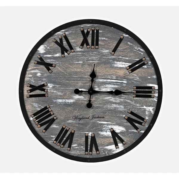 Wayland Jackson Weathered Grey Solid Wood 30'' Clock