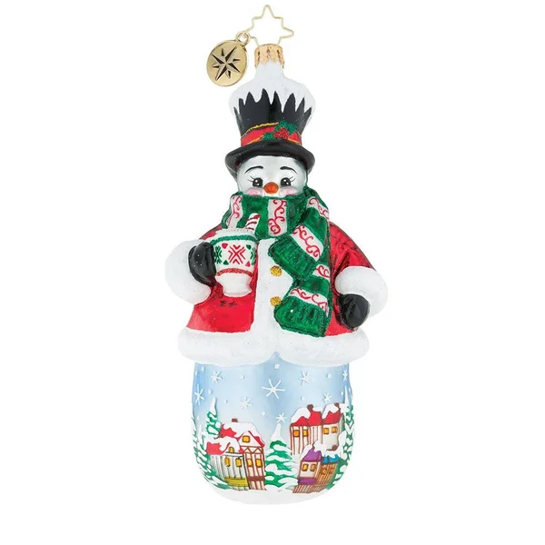 Christopher Radko Cup of Joe on The House! Snowman Ornament