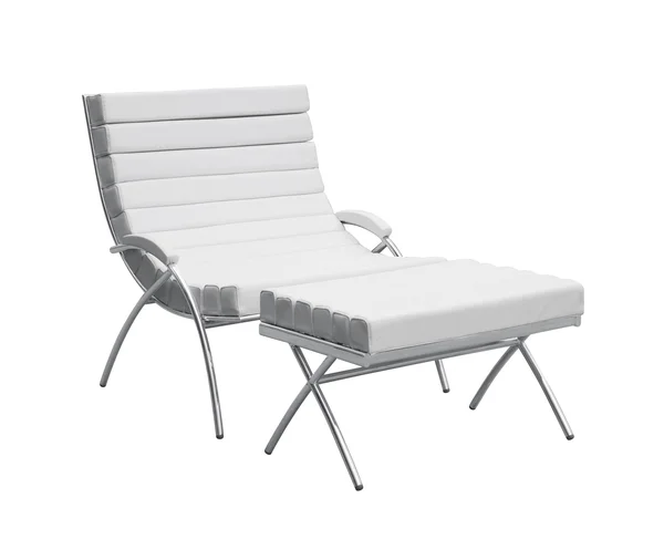 Fine Mod Imports Classic Chair & Ottoman - White