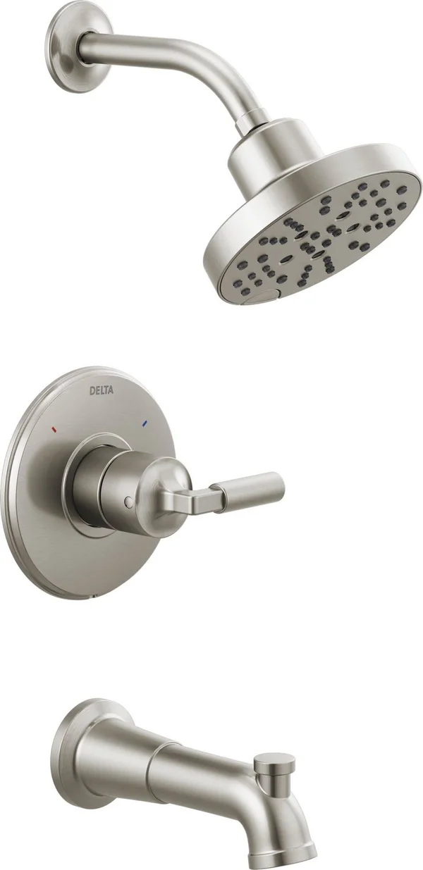 Delta T14448 Bowery Monitor 14 Series Single Function Pressure Balanced Tub and Shower -, Size: 6, Silver